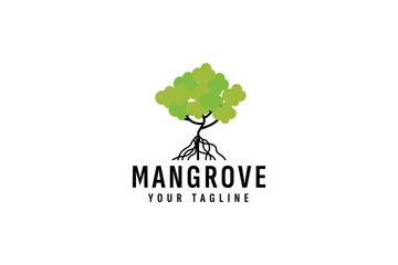 Sticker - mangrove tree logo vector icon illustration