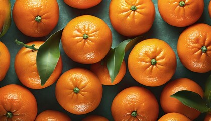 Wall Mural - Top-view angle background of Tangerine fruits.
