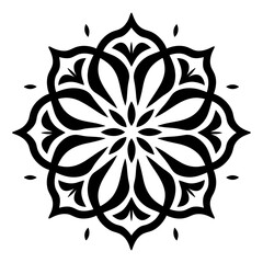 Monochrome ethnic Mandala vector isolated on a white background, abstract outline floral mandala