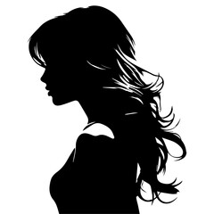 Sticker - Woman Hair vector silhouette illustration black color