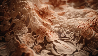 Wall Mural - Floral pattern on silk material exudes elegance and creativity generated by AI