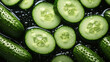 Top view full frame of whole ripe cucumber placed together as background.