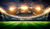 Fototapeta Sport - lights at night and stadium, football stadium with bright lights, sports background