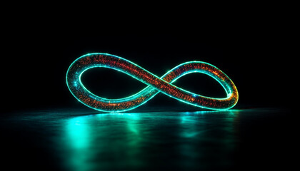 Canvas Print - Glowing neon waves illuminate dark backgrounds in futuristic designs generated by AI