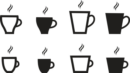 Wall Mural - cup cofee icon. silhouette tea cup symbol, espresso sign in vector flat.