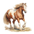 A Majestic Brown and White Horse with a Flowing Mane . Transparent background cutout. PNG file