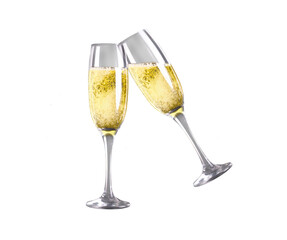 Wall Mural - digital png illustration of glasses with champagne on transparent background