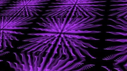 Wall Mural - abstract digital surface divided into squares with purple spirals. animation. rows of many narrow tw