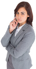 Wall Mural - Digital png photo of serious caucasian businesswoman looking on camera on transparent background