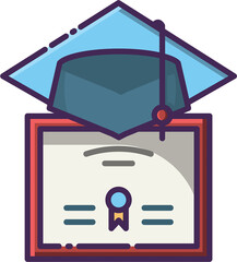 Digital png illustration of graduation hat and diploma on transparent background