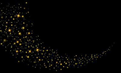 Wall Mural - Glitter gold particles background effect for luxury greeting card. Christmas glowing light bokeh background texture.