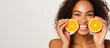 The concept of protection from the harmful effects of the sun on the skin thanks to Vitamin C. Banner.