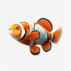 Wall Mural - clownfish fish isolated on white background