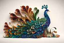 A Peacock Sculpture Digital Paper Quilling Art Digital Illustration AI Generated