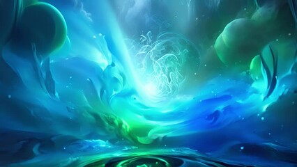 Wall Mural - a strange fog shimmers and swirls around an arcane artifact revealing glimpses of the secrets of man