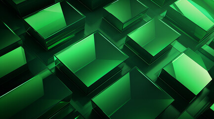 Sticker -  Emerald green cubes with a sleek, geometric arrangement, giving a modern, vibrant look.