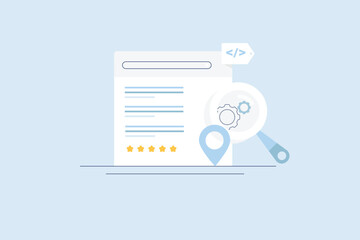 Search engine ranking development - SEO optimization vector illustration.