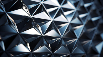 Canvas Print - Gleaming silver geometric shapes with soft lighting. Modern abstract widescreen background wallpaper.