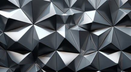 Canvas Print - Gleaming silver geometric shapes with soft lighting. Modern abstract widescreen background wallpaper.