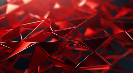 Canvas Print - Luminous red crystal facets with vibrant reflections. Modern abstract background wallpaper.