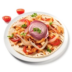 Canvas Print - Kebab Served on Tortilla w Tomato