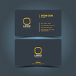 business card template with blue and yellow color. minimalist business card set design .