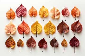 Wall Mural - a captivating abstract composition showcasing fall leaves artfully arranged and laid flat against a 
