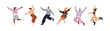© Good Studio - Happy jumping people set. Young energetic men, women celebrating with joy, positive energy. Cheerful excited joyful characters exulting. Flat graphic vector illustration isolated on white background