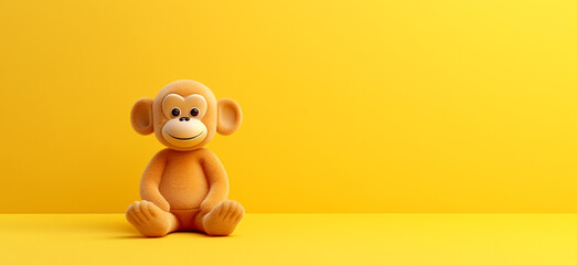 monkey doll on yellow gradient background.