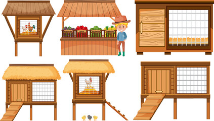 Poster - Chicken House Farming: A Set of Cartoon Illustrations