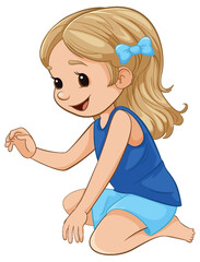 Poster - Smiling Cartoon Character of a Girl Sitting