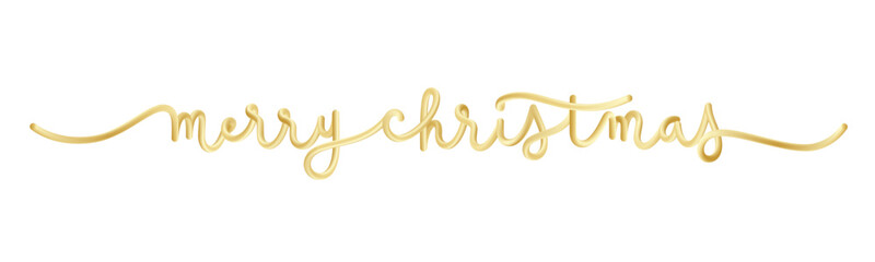 Wall Mural - MERRY CHRISTMAS gold vector monoline calligraphy banner