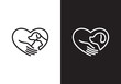 © priyo - dog and cat logo design. love pet care white linear style concept element symbol vector illustration.