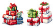 © M - christmas gift boxes and towels with bow and ribbons watercolor vectors