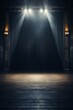 Empty stage with spotlight and dark background AI generated illustration