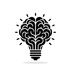 Wall Mural - light bulb and brain icon. creativity symbol. innovation symbol.