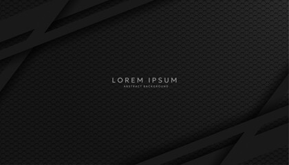 Modern hexagonal black material texture background overlaid with black paper
