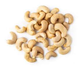 Wall Mural - cashew nuts on white background
