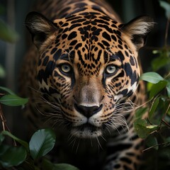 Photo of a striking and elusive jaguar. Generative AI