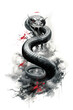 Image of painting very fierce king cobra ancient chinese style on a white background., Reptile., Wildlife Animals.