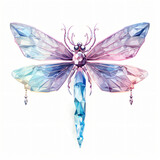 Fototapeta Motyle - Crystal Dragonfly isolated on white background