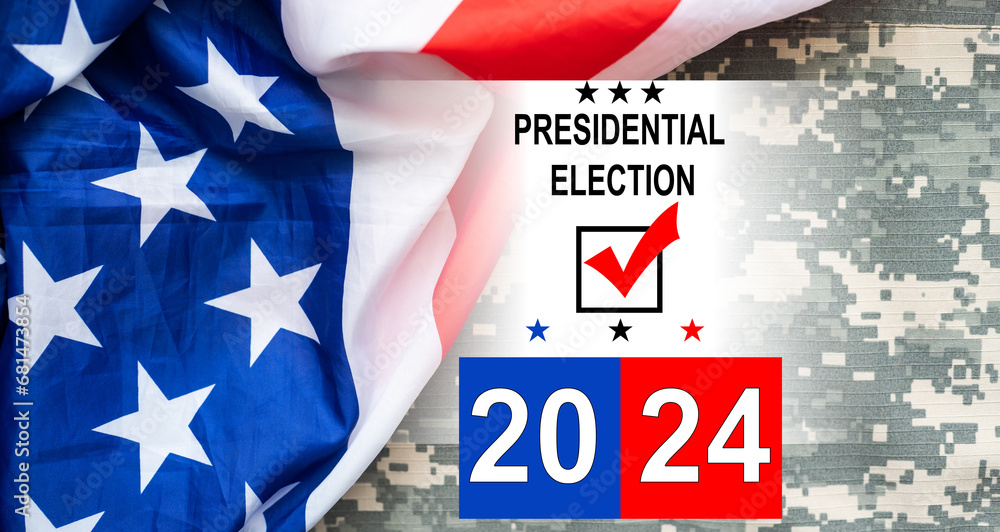 2024 Election Lettering Politics and voting concept. Presidential election 2024 text on white ...
