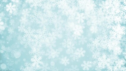 Wall Mural - looped animated light blue christmas abstract background of falling snowflake shapes