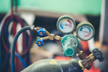 Mechanic tools engineering equipment car auto repair shop with copy space. Blurred background mechanical service. Heavy screw grungy rusted wrenches dirty screwdriver object. Industrial hardware set