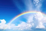 Fototapeta Tęcza - Colorful Rainbow Stretched Across The Sky Photorealism
