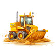 Playful cartoon bulldozer with a plow. AI generate illustration