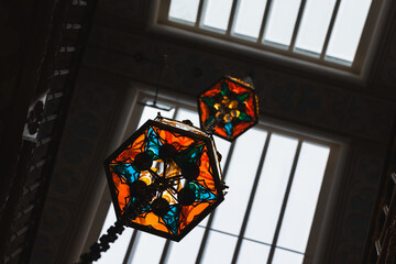 Sticker - Vintage chandeliers made of colorful stained glass