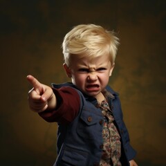 Canvas Print - a young boy pointing at the camera