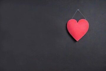 Wall Mural - Red heart shape over black background with empty space. Happy Valentine's day concept. AI generated