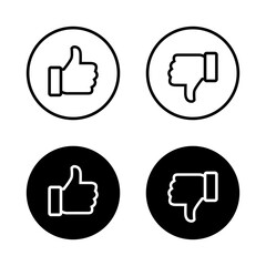 Wall Mural - Like and dislike button icon vector in line style. Social media thumb up-down sign symbol